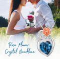 wholesale TOUPOP Healing Crystal Necklace With Rose Flower Wrapped Sterling Silver Rose Flower Pendant Necklace Christmas Birthdat Valentines Mothers Day Jewelry For Women Her Wife (rose Necklace With Blue Crystal) -0-1
