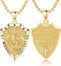 wholesale S 925 Sterling Silver Archangel St. Michael Protect Us Shield Cross Pendant Necklace-0-0