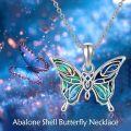 wholesale 925 Sterling Silver Blue Green Abalone Shell Butterfly Crystal Pendant Necklace for Women-0-1