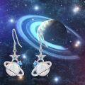 wholesale 925 Sterling Silver Opal Planet & Star Drop Earrings - Celestial Jewelry for Women-0-3
