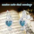 wholesale 925 Sterling Silver Turquoise Heart-Shaped Musical Notes Stud Earrings for Women-0-3