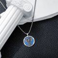 wholesale 925 Sterling Silver Blue Opal Saint Raphael Angel Prayer Medal Pendant Necklace -0-4