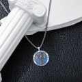 wholesale 925 Sterling Silver Blue Opal Saint Raphael Angel Prayer Medal Pendant Necklace -0-4