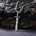 wholesale 925 Sterling Silver Blue Crystal Sword Pendant Necklace  for Men-0-4