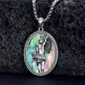 wholesale 925 Sterling Silver Saint Sebastian Pendant with Abalone Shell and Chain - Religious Protection Amulet Jewelry for Men -0-2