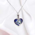 wholesale 925 Sterling Silver Blue Austrian Crystal Heart Cremation Jewelry with Funnel and Pin Set-0-2