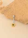 wholesale  925 Sterling Silver 14G Sunflower Belly Button Ring - 8mm Flower, Hypoallergenic, Lead & Nickel Free, Elegant Gift for Women-0-4