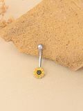 wholesale  925 Sterling Silver 14G Sunflower Belly Button Ring - 8mm Flower, Hypoallergenic, Lead & Nickel Free, Elegant Gift for Women-0-4