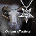 wholesale 925 Sterling Silver Pentagram Baphomet Head Pendant Necklace Gothic s for Women and Men-0-2