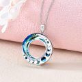 wholesale 925 Sterling Silver Moon Phase Blue Crystal Pendant Necklace White Gold Plated-0-1