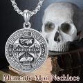 wholesale 925 Sterling Silver Gothic Skull Memento Mori Pendant Necklace with Carpe Diem and Roman Numerals Design - 24 Inches  Stoic s for Men & Women-0-4