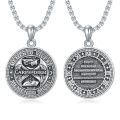wholesale 925 Sterling Silver Gothic Skull Memento Mori Pendant Necklace with Carpe Diem and Roman Numerals Design - 24 Inches  Stoic s for Men & Women-0-0