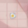 wholesale 925 Sterling Silver Heart-Shaped Sunflower Picture Frame Pendant Necklaces with Chain Gifts for Women-0-1