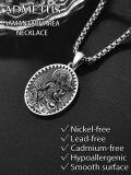 wholesale 925 Sterling Silver Oval Zodiacl Bodhisattva Pendant Necklace  Buddha Talisman Protection Jewelry for Men with 24+2 mm 3D Chain-0-4