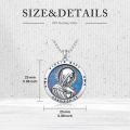wholesale 925 Sterling Silver Virgin Mary Pray for Us Blue Opal Catholic Saint Medal Pendant Necklace-0-5