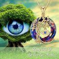 wholesale Sterling Silver Crystal Evil Eye Tree of Life Pendant Necklace - Gold Plated-0-44