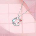 wholesale 925 Sterling Silver Moonstone & Garnet Heart Dachshund Crescent Pendant Necklace-0-4