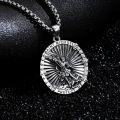 wholesale 925 Sterling Silver Saint Michael Archangel Oval Round Medal Necklace with 22+2 Chain-0-3