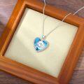 wholesale 925 Sterling Silver Heart-Shaped Created Turquoise Leo Zodiac Pendant Necklace-0-5