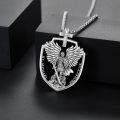 wholesale 925 Sterling Silver Obsidian Malachite Saint Michael Angel Pendant Shield Necklace for Men-0-3