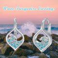 wholesale 925 Sterling Silver Turquoise Heart-Shaped Drop Earrings with Mountain Waves and Celtic Knot Design-0-4