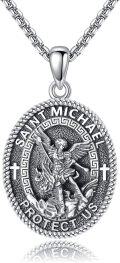 wholesale 925 Sterling Silver St Michael Angel Protect Us Necklace Pendant s for Men Women Boys Girls Kids-0-0