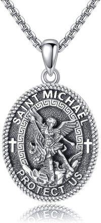 wholesale 925 Sterling Silver St Michael Angel Protect Us Necklace Pendant s for Men Women Boys Girls Kids-St Michael