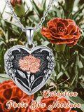 wholesale 925 Sterling Silver Heart Locket Pendant with Rose Gold Flower and Black Enamel - Mommy & Me s for Women-0-4