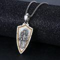 wholesale 925 Sterling Silver Jesus Holding Child Shield Pendant Two Tone Gold Beaded Necklace-0-1