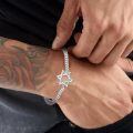 wholesale 925 Sterling Silver Star Of David Charm Bracelet Platinum Plated Double Chain For Women-0-1