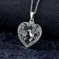 TOUPOP 925 Sterling Silver Hummingbird Urn Heart Cremation Jewelry Pendant-0-3