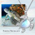 wholesale 925 Sterling Silver Moonstone Sea Turtle Necklace with Palm Tree Charm for Women Girls-0-4