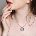 wholesale 925 Sterling Silver Cute Pig Pendant Necklace Rainbow Crystal Circle Women Jewelry-0-3