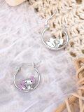 wholesale 925 Sterling Silver Axolotl Hoop Earrings - Adorable Purple Enamel Gift for Her-0-3