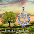 wholesale 925 Sterling Silver Celtic Tree Of Life Crescent Moon Rainbow Crystal Pendant Necklace-0-5