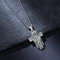 wholesale 925 Sterling Silver Guardian Angel Cross Pendant Necklace Religious Protection Charm Jewelry for Men-0-3