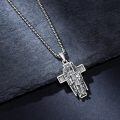 wholesale 925 Sterling Silver Guardian Angel Cross Pendant Necklace Religious Protection Charm Jewelry for Men-0-3