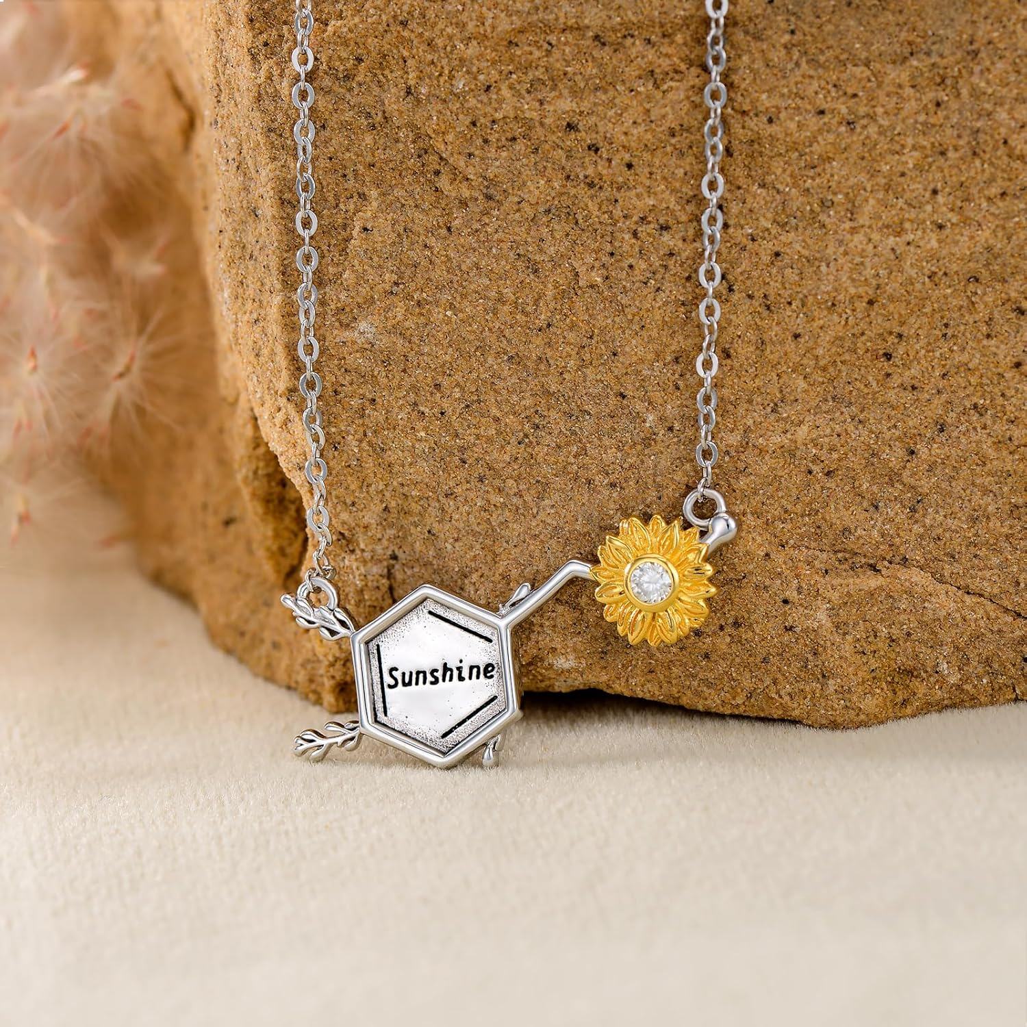 Sterling Silver Flower Necklace (Sunflower Lily Daffodil Lotus Daisy Rose Hibiscus Lavender Scottish Thistle Forget Me Not) Flower of Life Jewelry Gifts for Women-0-3