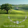 wholesale 925 Sterling Silver Tree of Life Adjustable Bolo Bracelet with Blue Crystal Heart and Leaf Charms Gifts for Women Girls Mom Wife Friendship-0-1