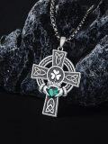 wholesale Sterling Silver Cross Pendant Necklace for Men Women Protection Amulet Religious Gift with 22 +2 Rolo Chain (with Gift)-0-33