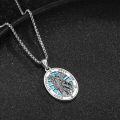 wholesale 925 Sterling Silver Saint Michael Archangel Turquoise Oval Pendant Necklace-0-1