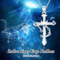 wholesale 925 Sterling Silver Blue Sapphire Aquarius Zodiac Constellation Cross Pendant Necklace-0-2