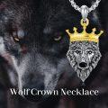 wholesale 925 Sterling Silver Crowned Wolf Pendant Necklaces with Gold Plated Accents and  for Men & Women-0-4