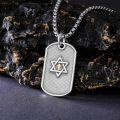wholesale 925 Sterling Silver Dog Tag with Gold Cross and Star of David Pendant Necklace  for Men & Women-0-3