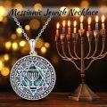 wholesale 925 Sterling Silver Star of David & Menorah Pendant Necklace - Jewish Messianic Seal Protection Jewelry for Hanukkah Gift-0-5