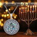 wholesale 925 Sterling Silver Star of David & Menorah Pendant Necklace - Jewish Messianic Seal Protection Jewelry for Hanukkah Gift-0-5