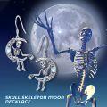 wholesale 925 Sterling Silver Gothic Skeleton Moon Crescent Dangle Earrings for Women-0-4