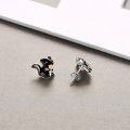 wholesale 925 Sterling Silver 925 Black Squirrel Stud Earrings Cute Animal  for Women Lover Christmas Gifts-0-2