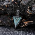 wholesale 925 Sterling Silver Black Plated Arrowhead Pendant with Turquoise and Malachite Inlay Necklaces for Men & Women-0-1