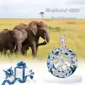 TOUPOP Sterling Silver Blue Crystal Elephant Tree Of Life Necklace Gifts For Women-0-1